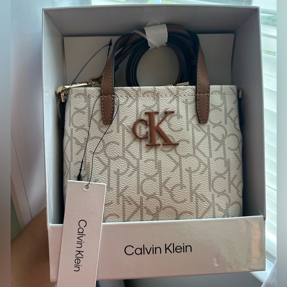Calvin Klein Beige and Tan mini tote bag